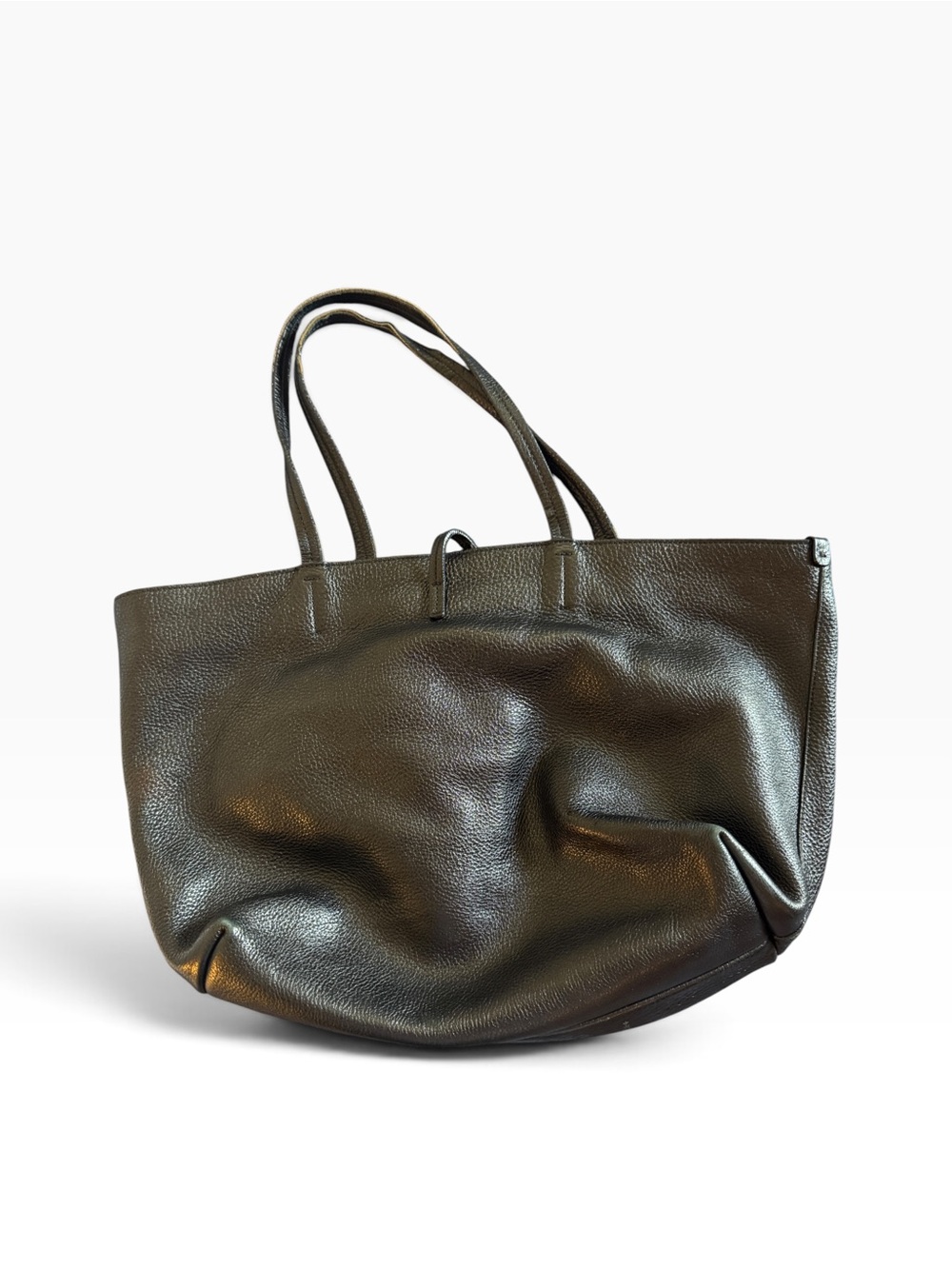 Salvatore Ferragamo black pebbled leather tote bag silver-tone Gancini hardware - Picture 2 of 11